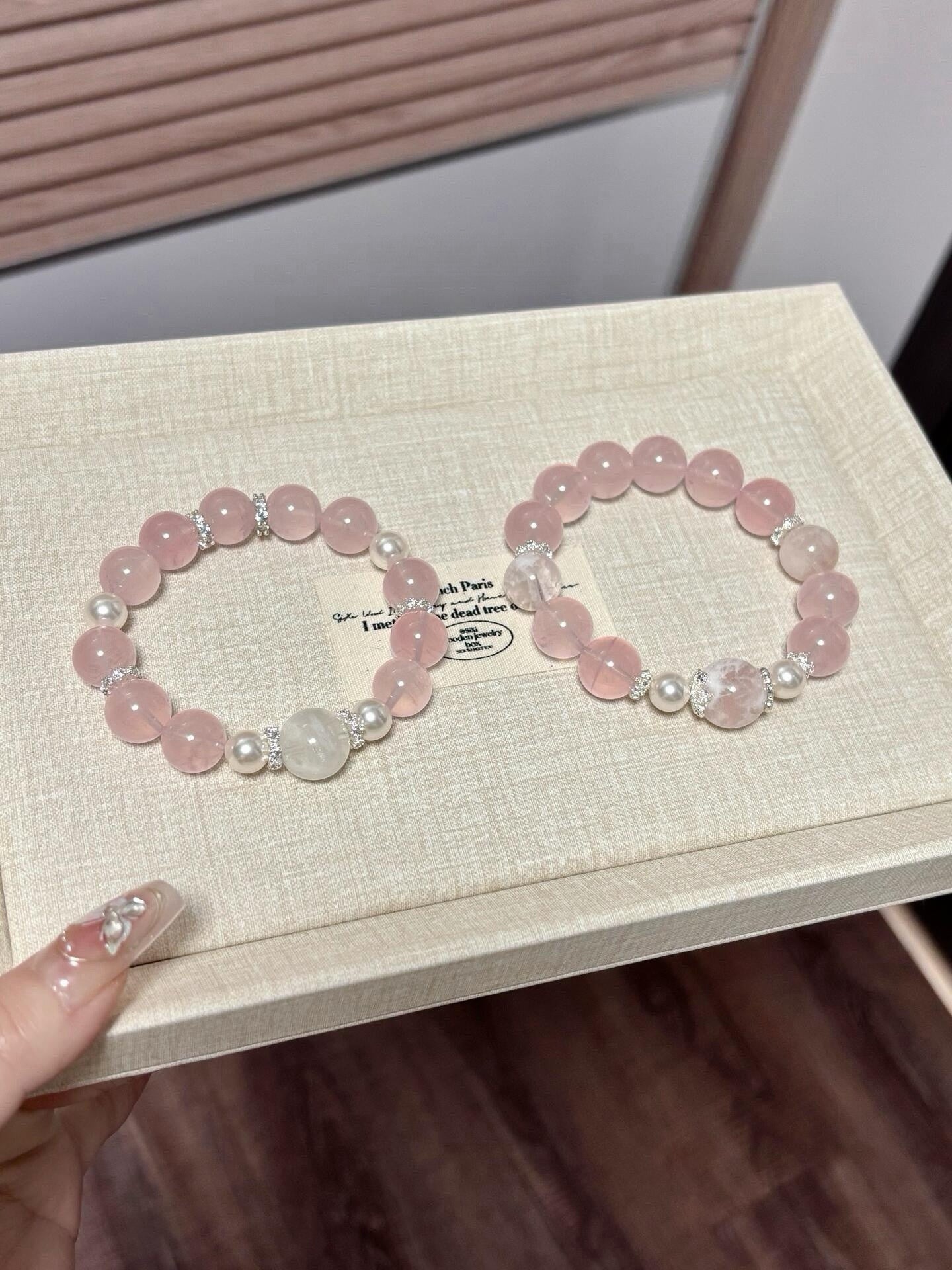 Natural Jelly Milky Rose Quartz & Freshwater Pearl Bracelet for Women Jewelry