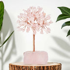 Rose Quartz Crystal Tree of Life - Chakra Tree, Feng Shui Decor - Handmade Gemstone Christmas Tree, Good Luck Money Tree Bonsai, Home Desktop Decoration Simulation Tree, Pink Crystal, Spiritual Gift