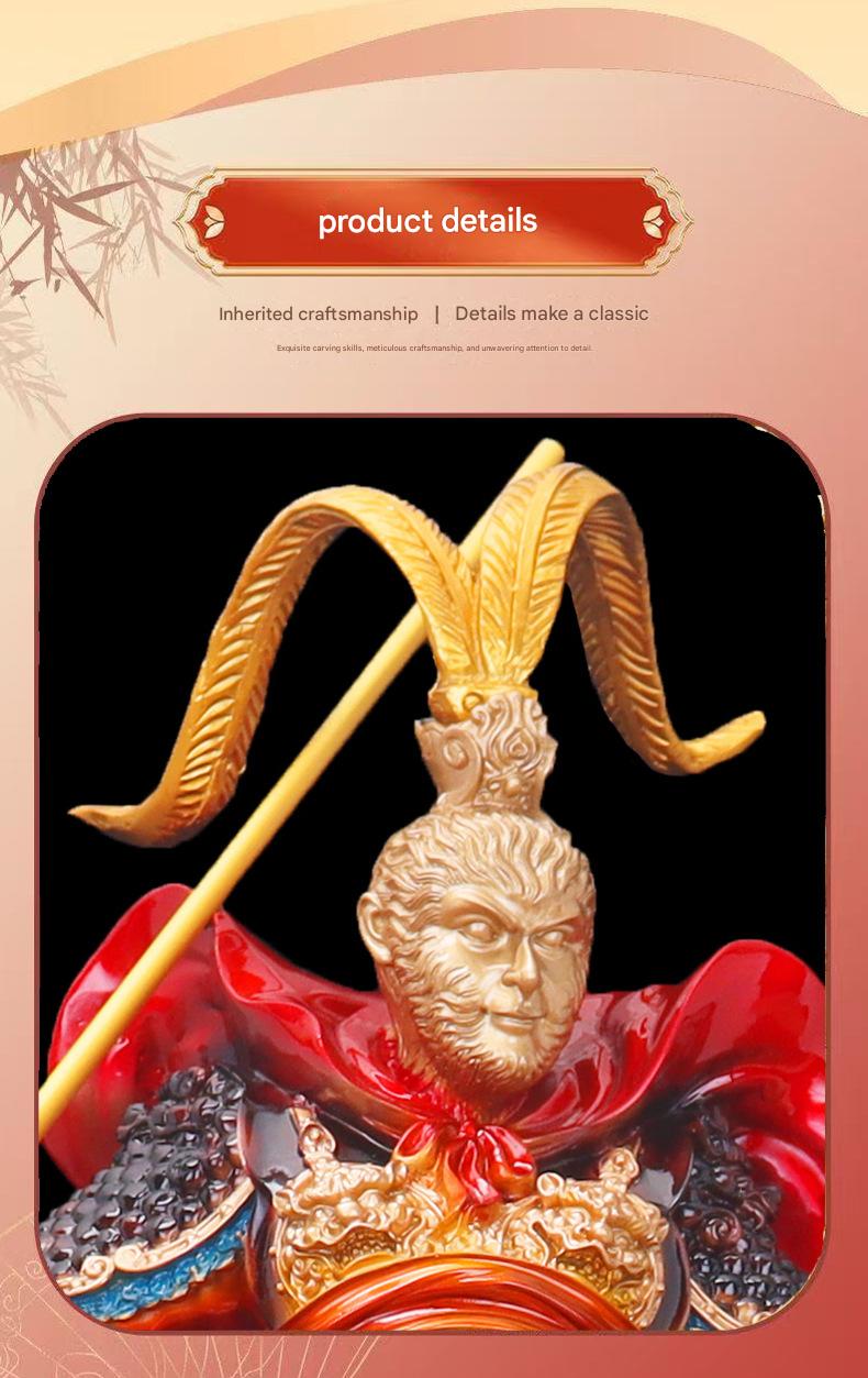 Journey to The West Chinese Myth Wukong Monkey Statue Heroes Sculpture,Computer Desk Myth Wukong Collectibles Wukong Decoration(Wukong Statue)