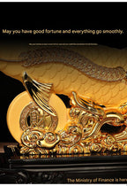 Golden Dragon Fish Ornament, Electroplated Gold Resin Craft, Creative Fortune Fish Statue, Business Opening Gift for Office & Store