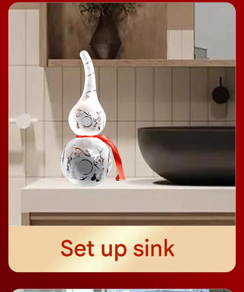 Clear Quartz & Liuli Feng Shui Wu Lou Gourd Ornament, Home Decor to Purify Space & Convert Negative Energy into Wealth, Ideal for Restroom & Northwest Home Layout