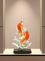 New Chinese Style Koi Fish Ornament, Wealth Attracting Figurine, Auspicious Decor for Living Room, Wine Cabinet & Office, Meaningful Gift