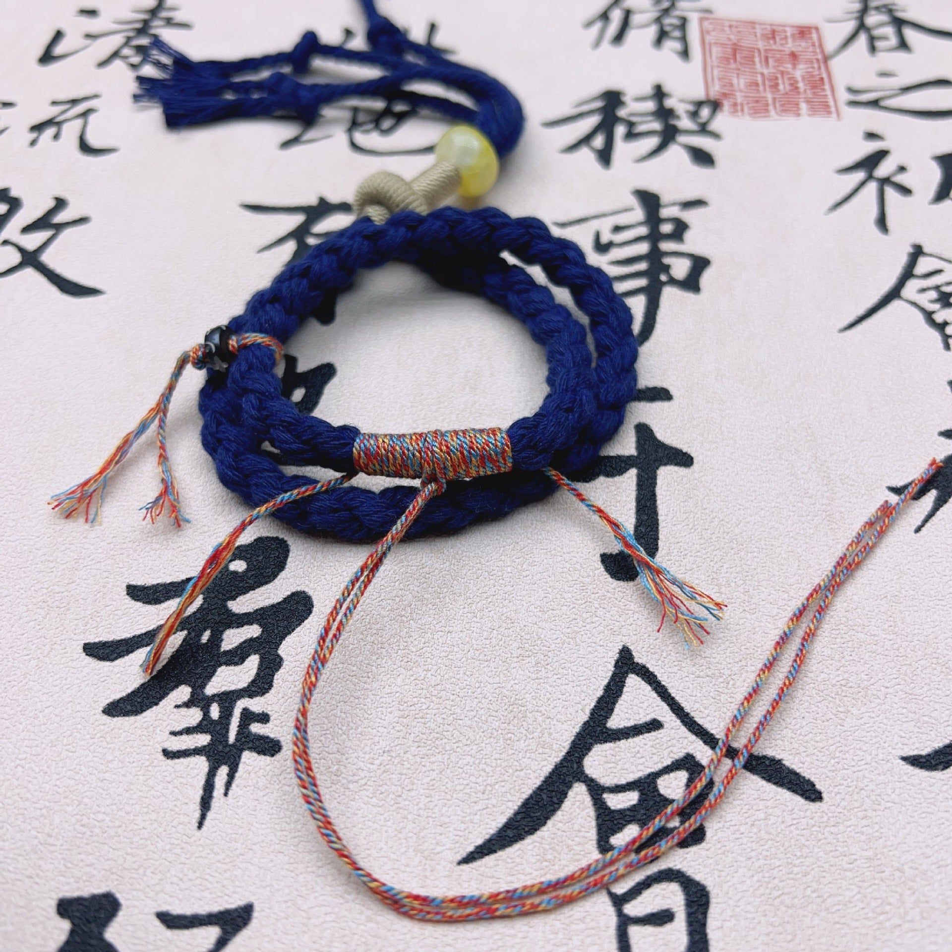 New Chinese Style Cinnabar Mountain Ghost Coin Double Wrap Bracelet Semi-Finished Handmade Rope