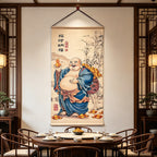 Chinese Style Maitreya Buddha Painting, New Chinese Wall Art, Blessing Wall Hanging for Entryway, Tea Room & Dining Room Decor