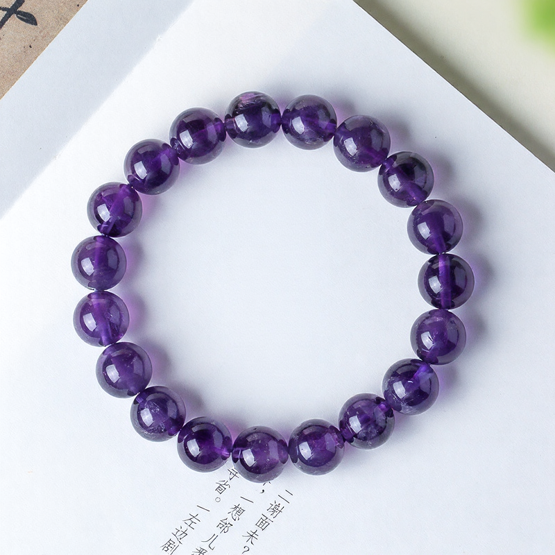 Natural Uruguay Amethyst Beaded Bracelet for Women & Men, Luxury Purple Crystal Jewelry