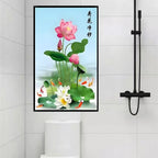 Lotus & Koi Fish Wall Decal, Waterproof Self-Adhesive Sticker, Moisture-Proof Art Mural for Bathroom & Corridor