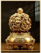 Nine Turns Qiankun Ding Brass Ornament, Dragon Mascot Statue for Living Room & Office, Prosperity Decor for Store Opening Housewarming Gift