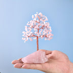 Rose Quartz Crystal Tree of Life - Chakra Tree, Feng Shui Decor - Handmade Gemstone Christmas Tree, Good Luck Money Tree Bonsai, Home Desktop Decoration Simulation Tree, Pink Crystal, Spiritual Gift