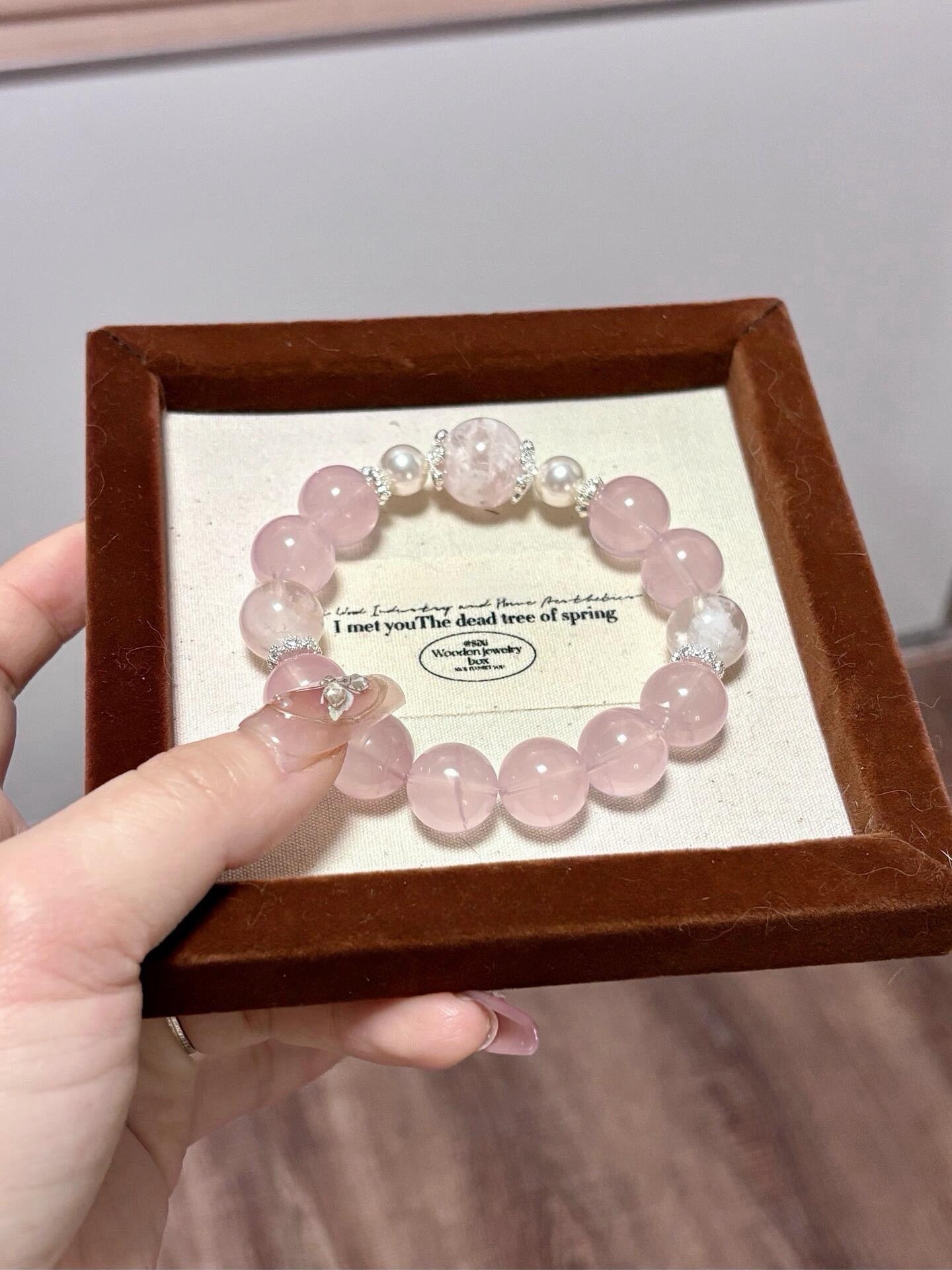 Natural Jelly Milky Rose Quartz & Freshwater Pearl Bracelet for Women Jewelry