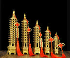 9/13 Layers Brass Wenchang Tower Statue, Feng Shui Pagoda Ornament, Study Desktop Decoration, Career & Academic Luck Home Office Decor