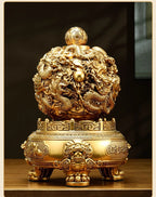Nine Turns Qiankun Ding Brass Ornament, Dragon Mascot Statue for Living Room & Office, Prosperity Decor for Store Opening Housewarming Gift