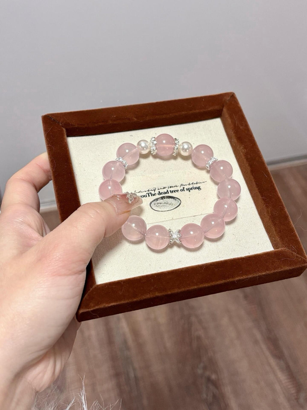 Natural Jelly Milky Rose Quartz & Freshwater Pearl Bracelet for Women Jewelry