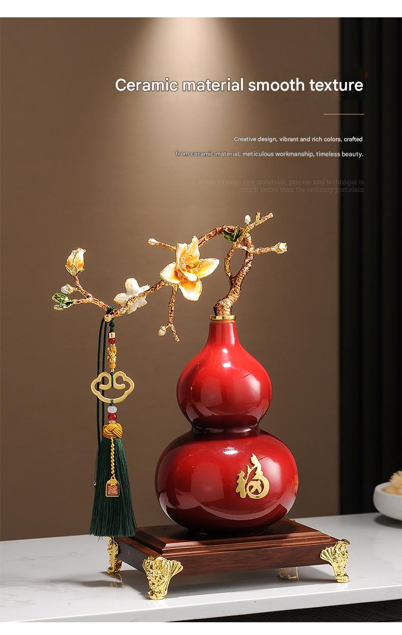Magnolia Gourd Ornament, Luxury Chinese Style Decor, Hallway Cabinet Desktop Art Deco, Housewarming Gift