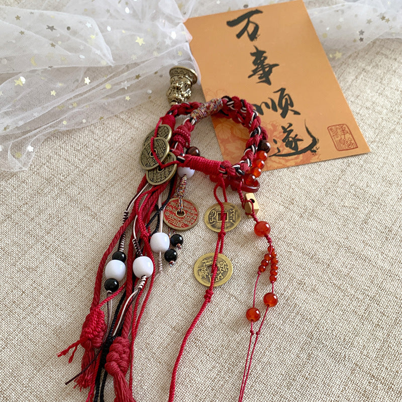New Chinese Style Tassel Bracelet - Ethnic Tibetan Handwoven Rope | Guochao Ancient Style Accessory