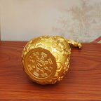 Brass Dragon Head Pixiu Gourd Ornament, Large Hollow Openable Ruyi Gourd Statue, Feng Shui Decor for Home Attracting Wealth and Blessings