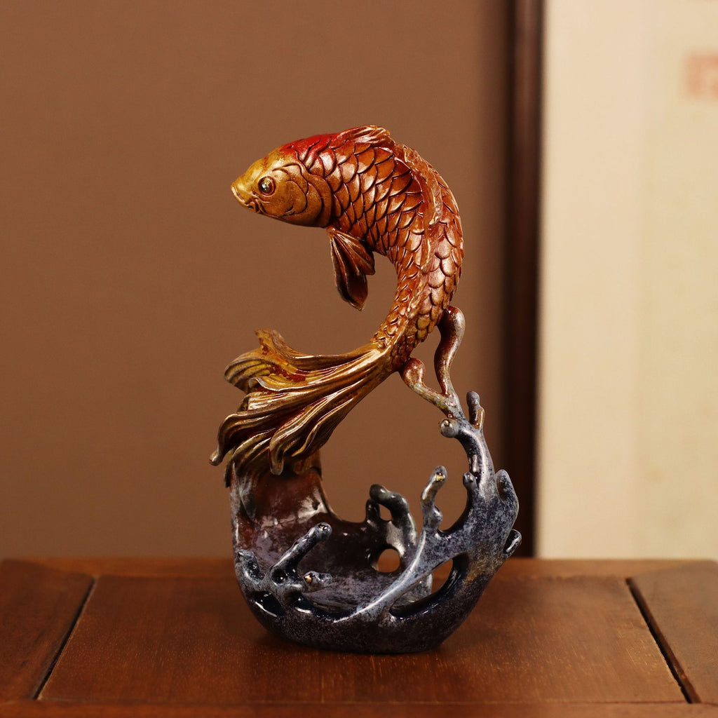 Fish Ornament Feng Shui Decor, Abundant Fortune Carp Statue, Home Entryway Living Room Decoration, Housewarming Opening Gift