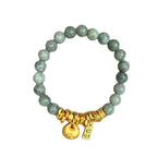 Green Gemstone Bracelet for Women, Ancient Gold Plated Beaded Bangle