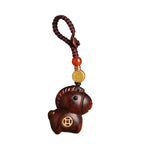 Sandalwood Zodiac Horse Wealth Car Keychain Bag Pendant