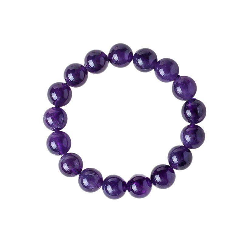 Natural Uruguay Amethyst Beaded Bracelet for Women & Men, Luxury Purple Crystal Jewelry