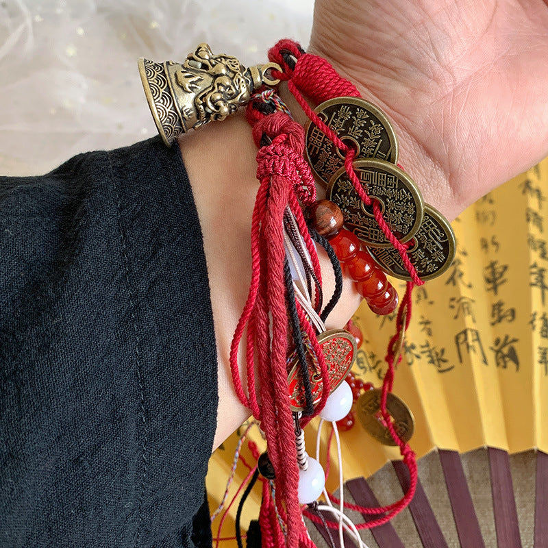 New Chinese Style Tassel Bracelet - Ethnic Tibetan Handwoven Rope | Guochao Ancient Style Accessory