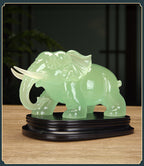 Pair of New White Marble Effect Elephant Statues, Luxury Auspicious Animal Ornaments, Home Living Room Decor, Ideal Housewarming Gift