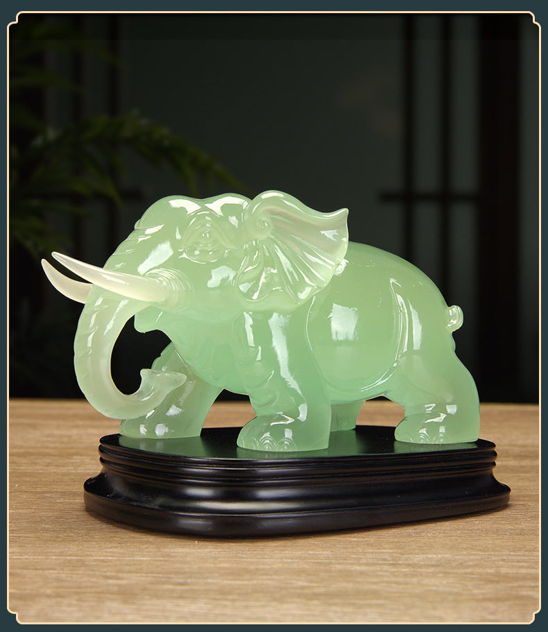 Pair of New White Marble Effect Elephant Statues, Luxury Auspicious Animal Ornaments, Home Living Room Decor, Ideal Housewarming Gift