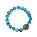 Natural Blue Chalcedony & Lacquer Beaded Bracelet for Women, Luxury Ocean Blue Healing Jewelry