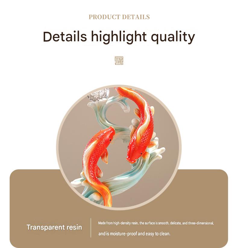 New Chinese Style Koi Fish Ornament, Wealth Attracting Figurine, Auspicious Decor for Living Room, Wine Cabinet & Office, Meaningful Gift