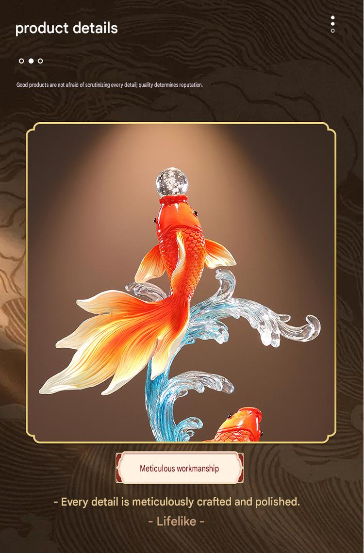 Luxury Large Koi Fish Ornament, Wealth & Abundance Feng Shui Decor, High-end Statue for Entryway, Living Room & Wall Niche, Housewarming Gift