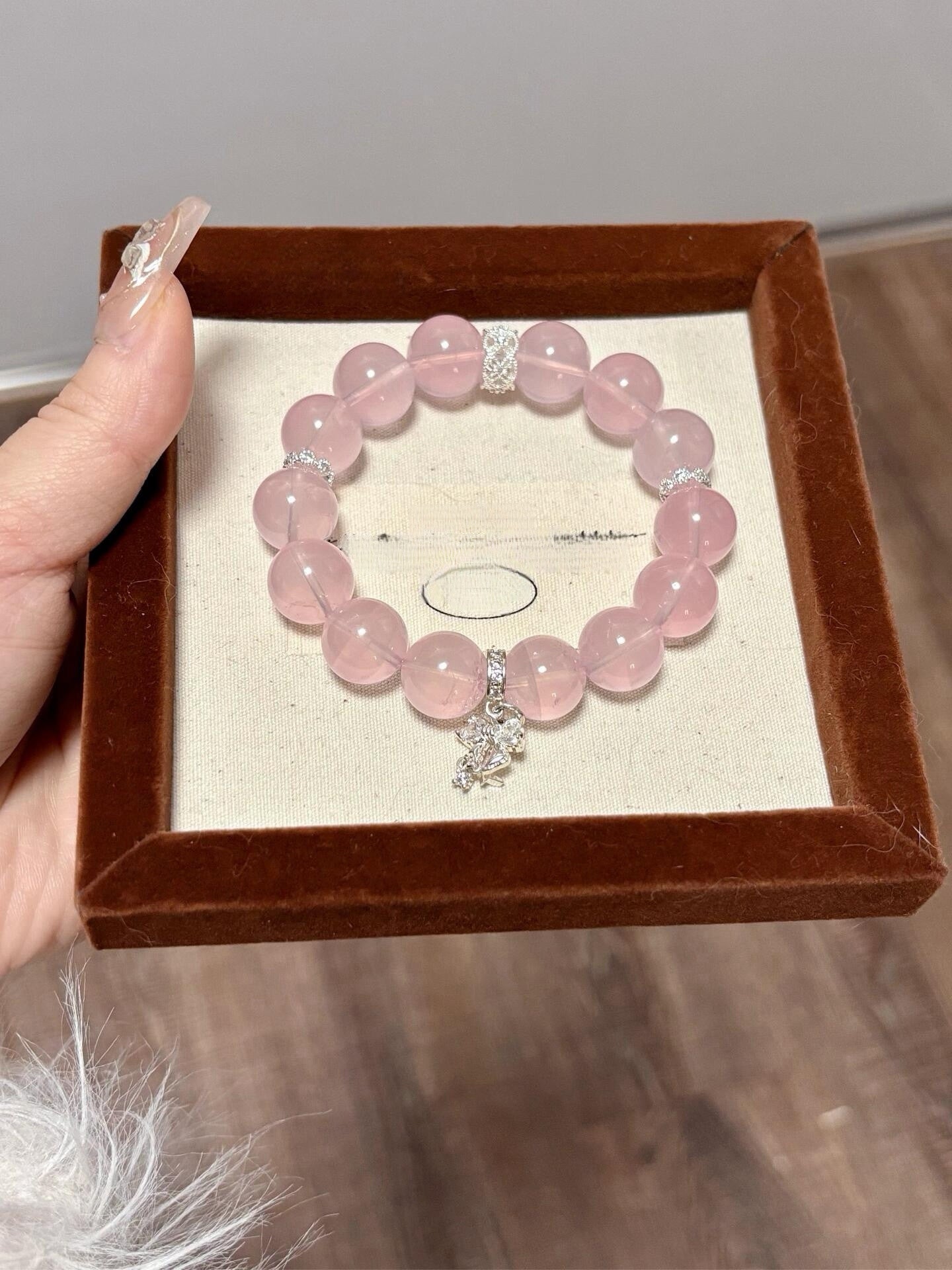 Natural Jelly Milky Rose Quartz & Freshwater Pearl Bracelet for Women Jewelry