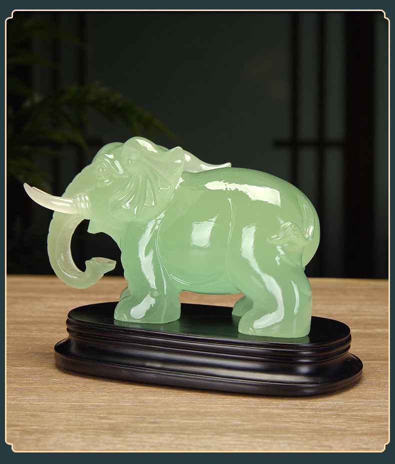 Pair of New White Marble Effect Elephant Statues, Luxury Auspicious Animal Ornaments, Home Living Room Decor, Ideal Housewarming Gift