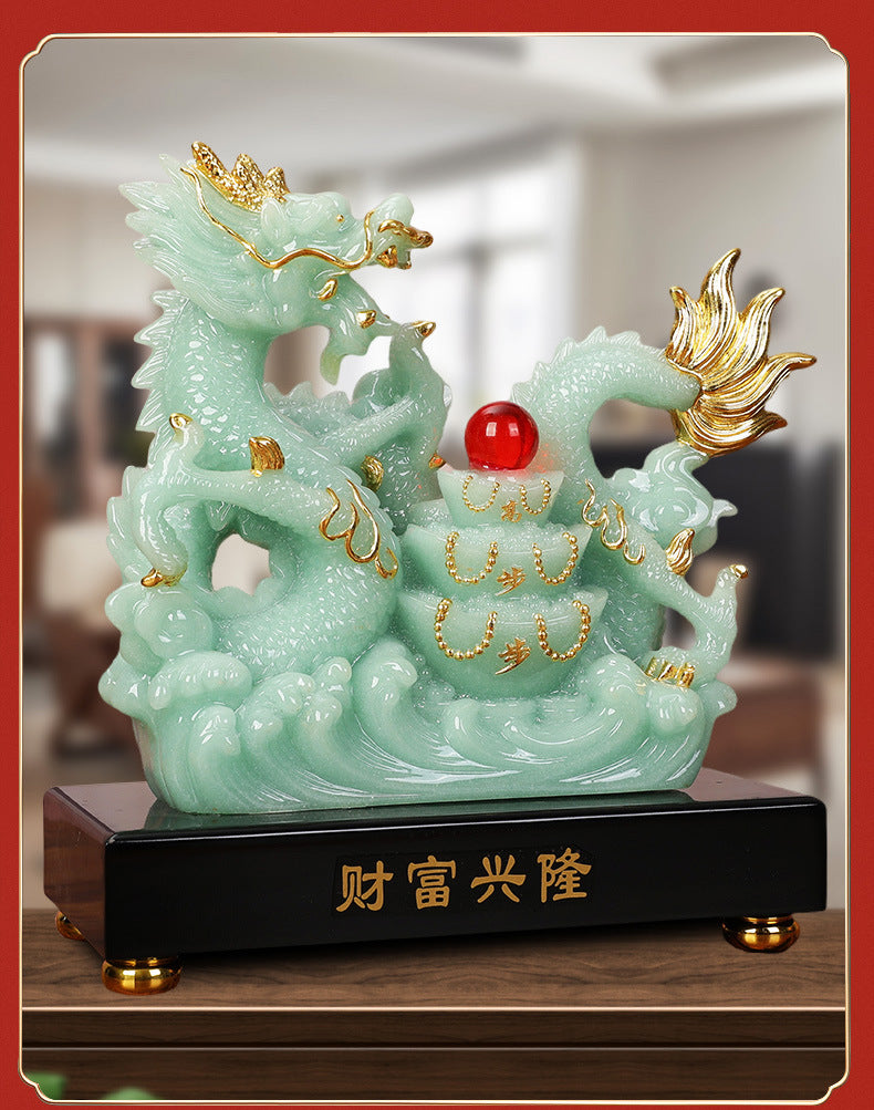 Zodiac Dragon Statue with Treasure Bowl, Wealth Attracting Dragon Figurine for Home Living Room Wine Cabinet Office Decor, Ideal Business Opening & Housewarming Gift