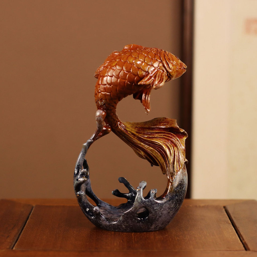 Fish Ornament Feng Shui Decor, Abundant Fortune Carp Statue, Home Entryway Living Room Decoration, Housewarming Opening Gift