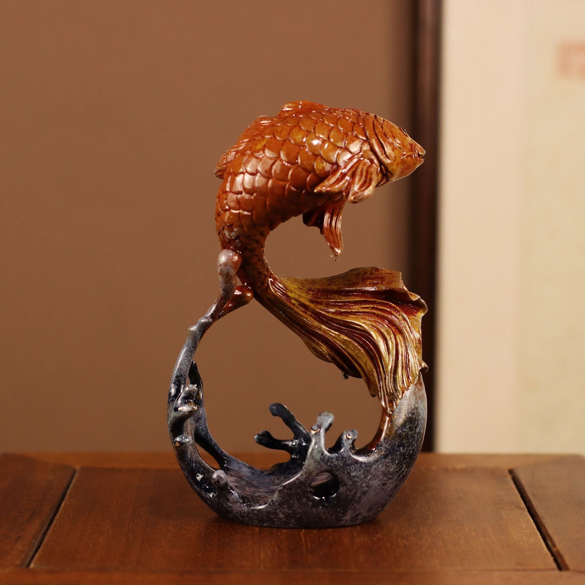 Fish Ornament Feng Shui Decor, Abundant Fortune Carp Statue, Home Entryway Living Room Decoration, Housewarming Opening Gift