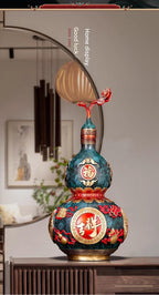 Eight Treasures Gourd Copper Ornament, Handcrafted Hollow Openable Brass Gourd Pendant, Chinese Style Home & Office Decor