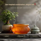 Liuli Treasure Bowl Incense Burner, Lucky Feng Shui Ornament, Wealth Attracting Decorative Censer, Auspicious Home Decoration & Gift