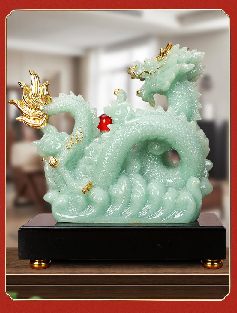 Zodiac Dragon Statue with Treasure Bowl, Wealth Attracting Dragon Figurine for Home Living Room Wine Cabinet Office Decor, Ideal Business Opening & Housewarming Gift