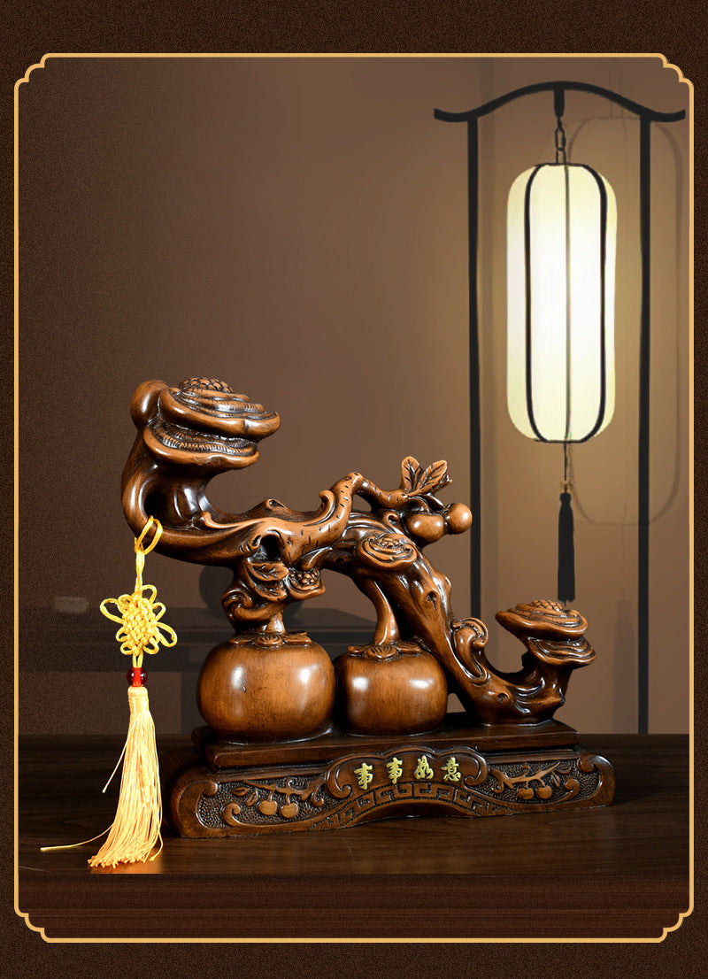 Chinese Style Ruyi Lucky Ornament, All-Wishes-Fulfilled Decor Statue, Home Art for Living Room, Entryway, Wine Cabinet & TV Stand, Housewarming & Business Opening Gift