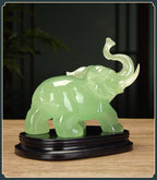 Pair of New White Marble Effect Elephant Statues, Luxury Auspicious Animal Ornaments, Home Living Room Decor, Ideal Housewarming Gift