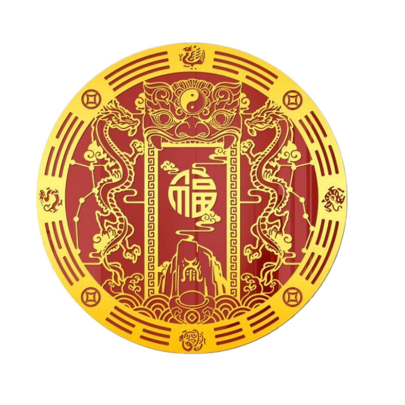 Wealth & Blessing Imitation Gold Foil Air Conditioner Sticker, Feng Shui Remedy Decal for Bedroom Door Facing Wardrobe, Gold Leaf Wardrobe Sticker Home Harmony Decor
