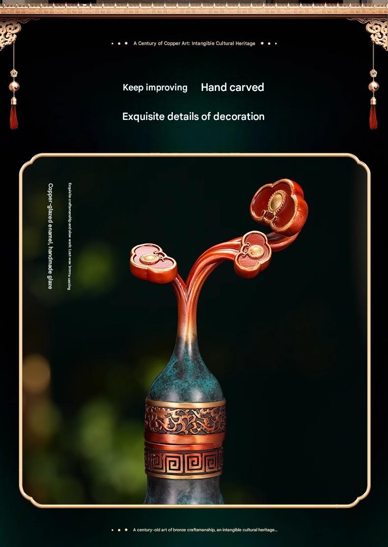 Eight Treasures Gourd Copper Ornament, Handcrafted Hollow Openable Brass Gourd Pendant, Chinese Style Home & Office Decor