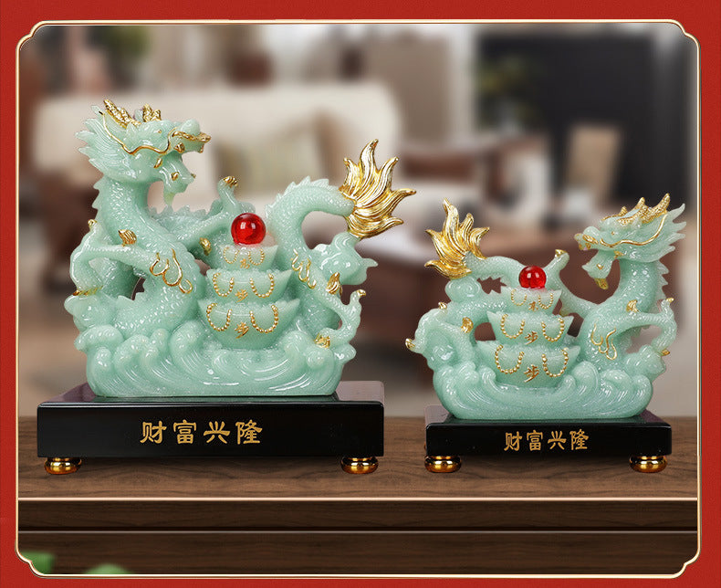 Zodiac Dragon Statue with Treasure Bowl, Wealth Attracting Dragon Figurine for Home Living Room Wine Cabinet Office Decor, Ideal Business Opening & Housewarming Gift