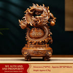 Wealth Prosperity Dragon Statue & Three-legged Ding Decor, Home Store Opening Craft Gift