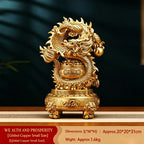 Wealth Prosperity Dragon Statue & Three-legged Ding Decor, Home Store Opening Craft Gift