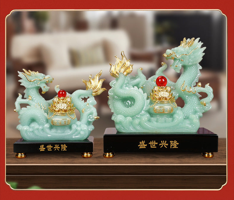 Zodiac Dragon Statue with Treasure Bowl, Wealth Attracting Dragon Figurine for Home Living Room Wine Cabinet Office Decor, Ideal Business Opening & Housewarming Gift