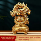 Wealth Prosperity Dragon Statue & Three-legged Ding Decor, Home Store Opening Craft Gift