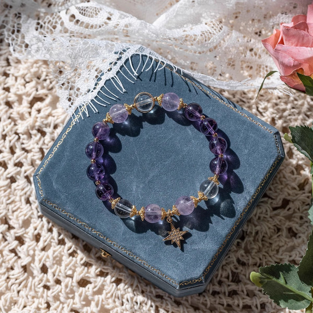 Natural Amethyst Bracelet for Women, Premium Crystal Jewelry for Students & Office Workers