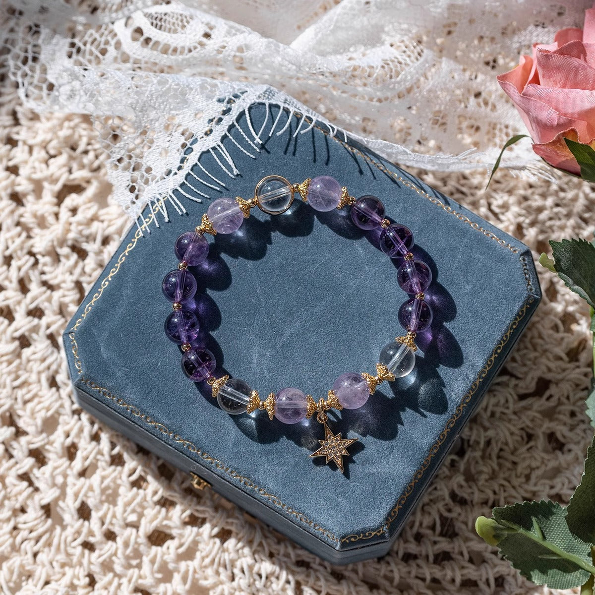 Natural Amethyst Bracelet for Women, Premium Crystal Jewelry for Students & Office Workers