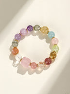 Premium Nine-Tailed Fox Amethyst Aquamarine Multi-Stone Bracelet, Elegant High-End Beaded Strand
