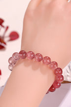 Natural Gradient Red Strawberry Quartz Beaded Bracelet for Women, Fashionable & Versatile Original Handmade Bracelet